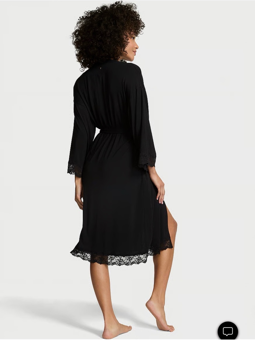 Victoria's Secret Black Lace-Trim Wrap Robe - Picture 2 of 2
